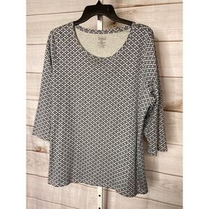 L.L. Bean Women's Size 1X Plus Supima Cotton 3/4 Sleeve Blouse Top Scoop Neck